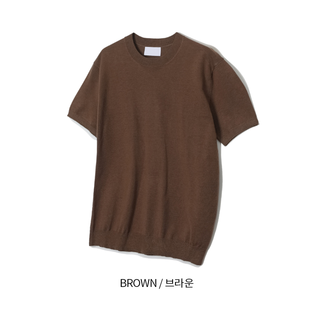 반팔 티셔츠 브라운 색상 이미지-S1L44